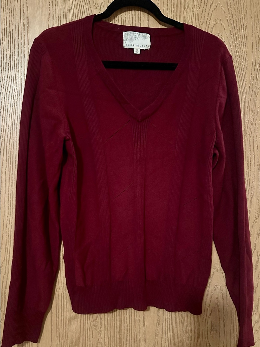 Debbie Morgan V-Neck Sweater in Burgundy